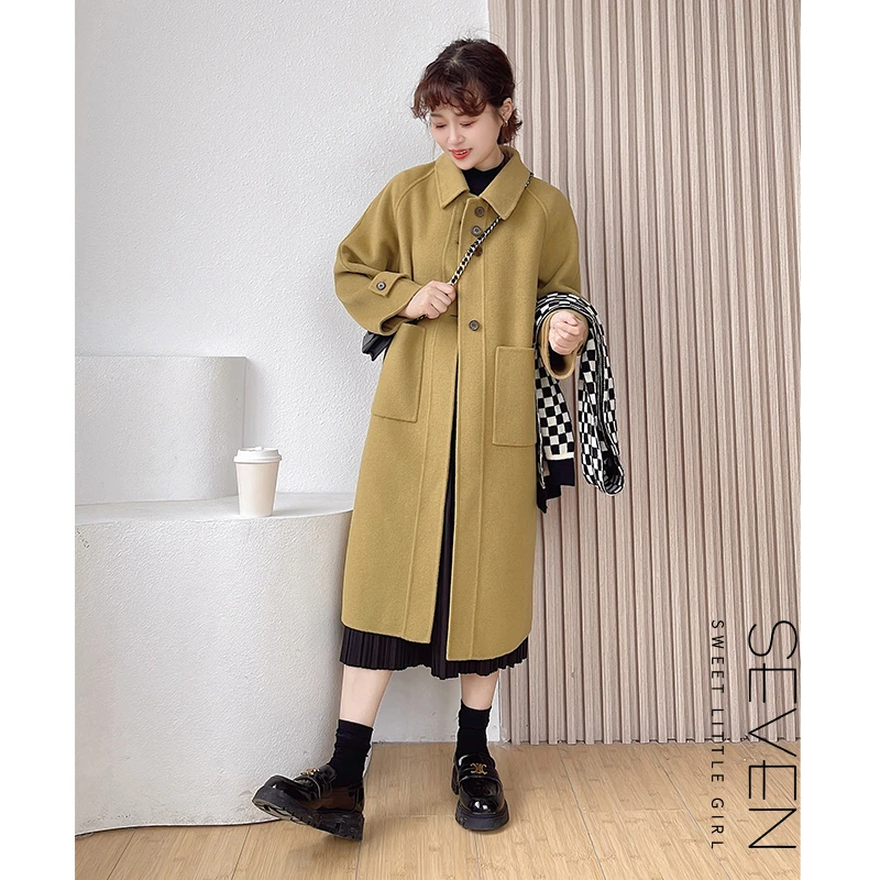 七七146小个子双面呢羊毛大衣女中长款冬季高级感气质毛呢子外套