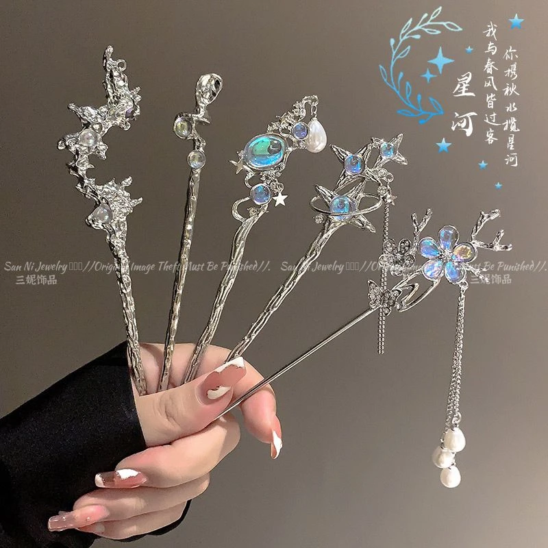 月光石发簪新中式清冷感簪子后脑勺盘发神器发钗配饰