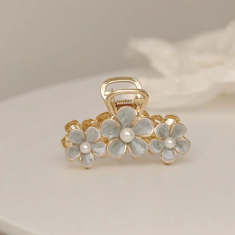 法式发抓韩国优雅滴釉花朵抓夹网红发夹子头饰发夹