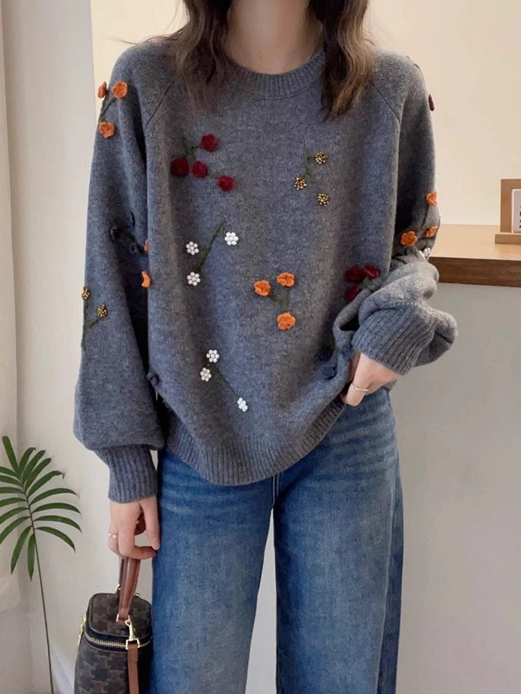 2024秋冬新款设计感别致针织衫女胖妹妹大码宽松显瘦休闲百搭毛衣