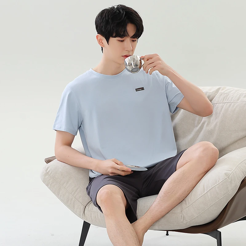 夏季男士睡衣男款莫代尔家居服短袖短裤套装冰丝感凉爽感夏天薄款