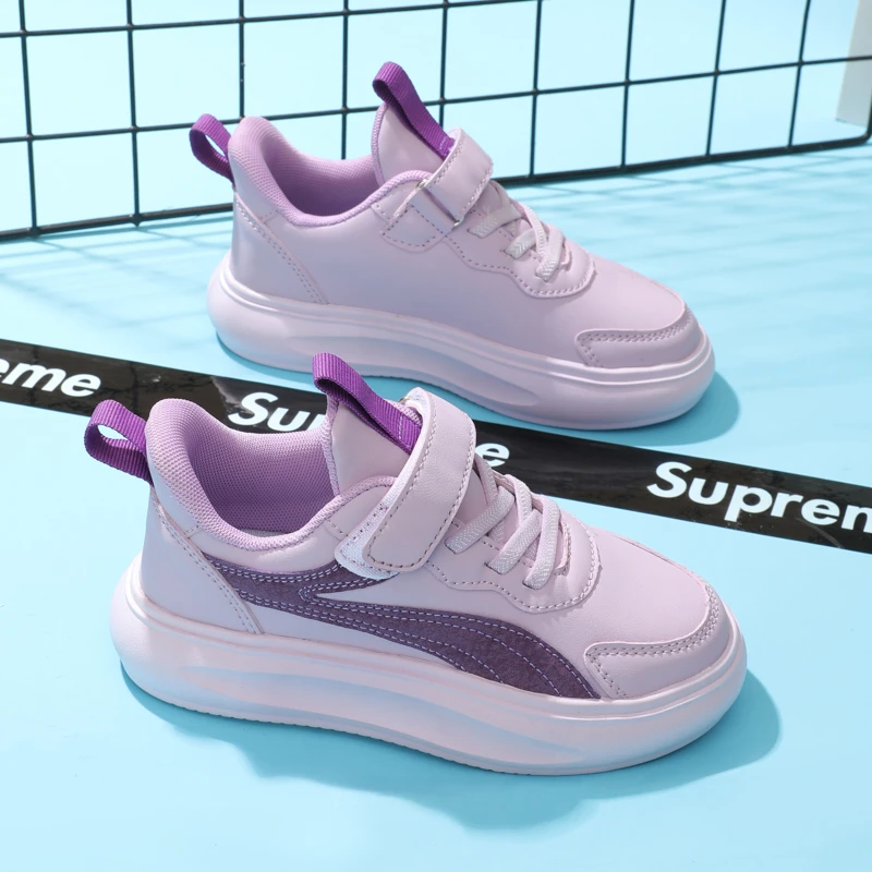 品牌童鞋儿童运动鞋2023秋冬二棉皮水学生中大童校园小白鞋女童