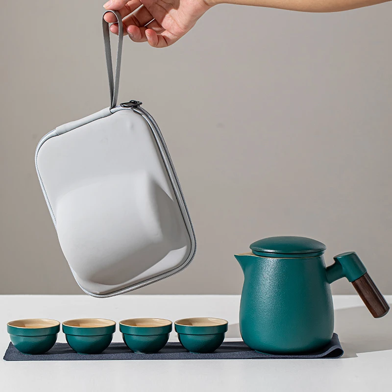 旅行茶具便携户外茶具大容量一壶四杯陶瓷快客杯办公家用茶具套装