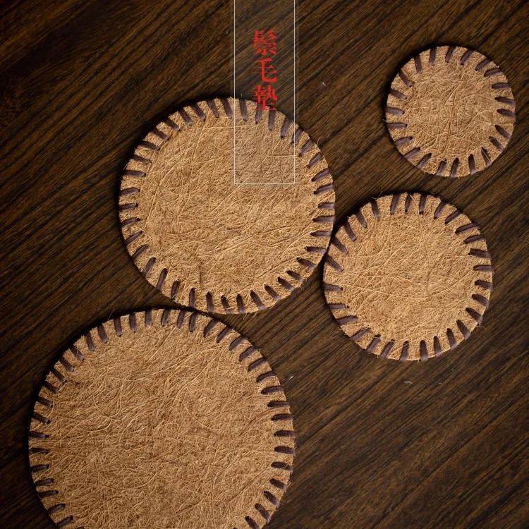 天然椰棕圆形茶垫藤编杯垫鬃毛垫茶壶茶杯托手工隔热杯垫茶道零配