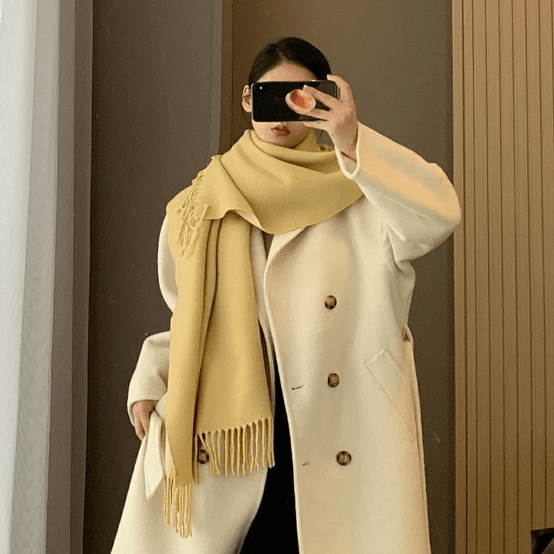 双面双色围巾女冬季韩版百搭仿羊绒纯色情侣学生长款围脖加厚披肩