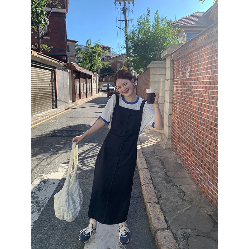 火火火【一秒出圈】韩版气质开叉吊带连衣裙长裙L23378HH42