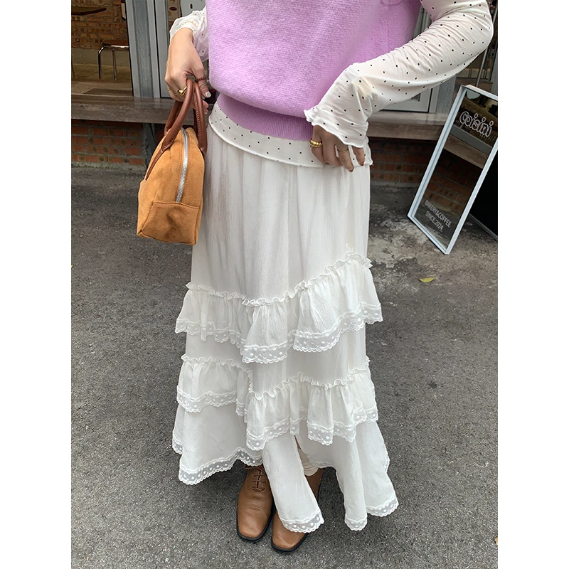 火火火【小岛观雪】韩系蕾丝边半身裙小众别致裙子B25062HH43