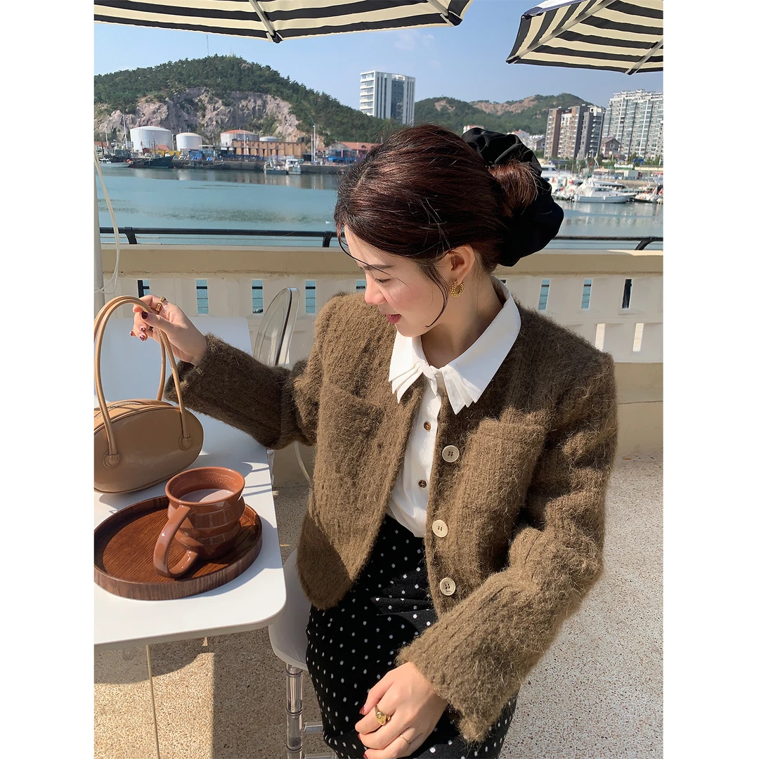 火火火【茶棕慕斯】韩国高级感气质小香风外套短上衣W26381HH44