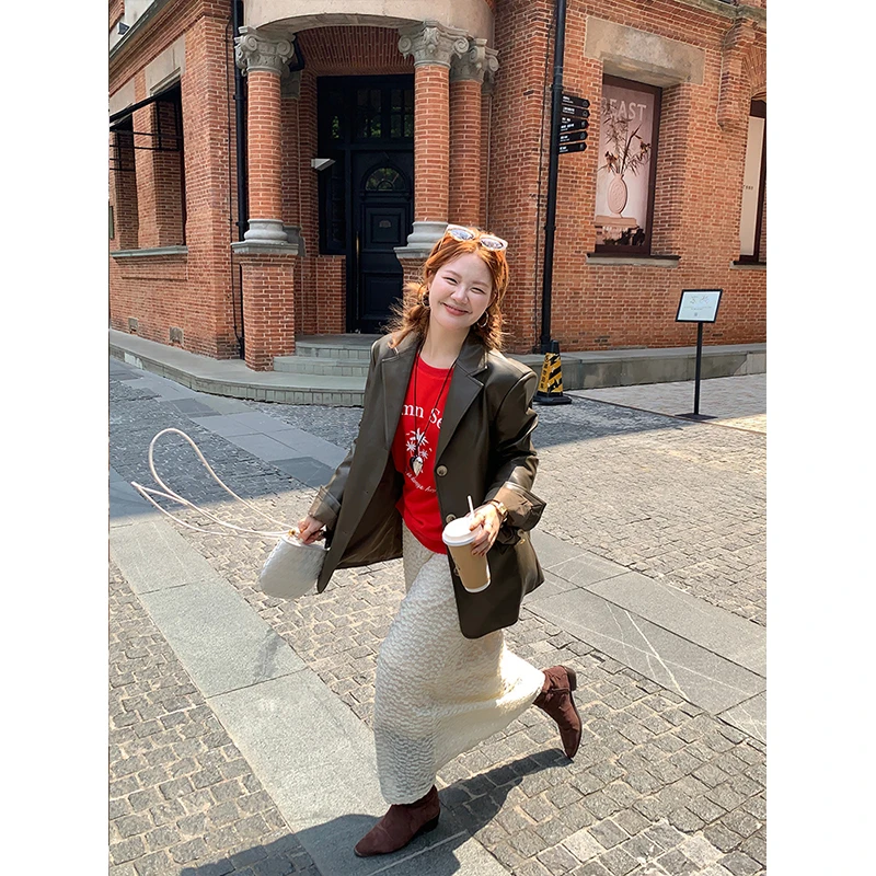 火火火【诠释风格】韩版皮衣西装外套高级感复古皮衣P15660HH41