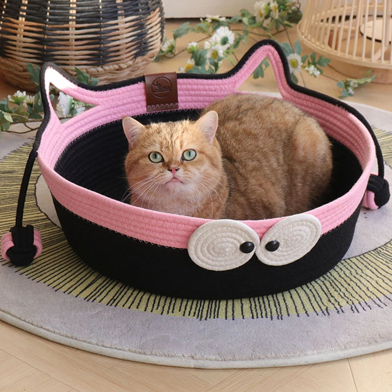 四季通用猫窝夏季新款编织宠物床耐磨耐抓自嗨球一体可水洗凉席窝