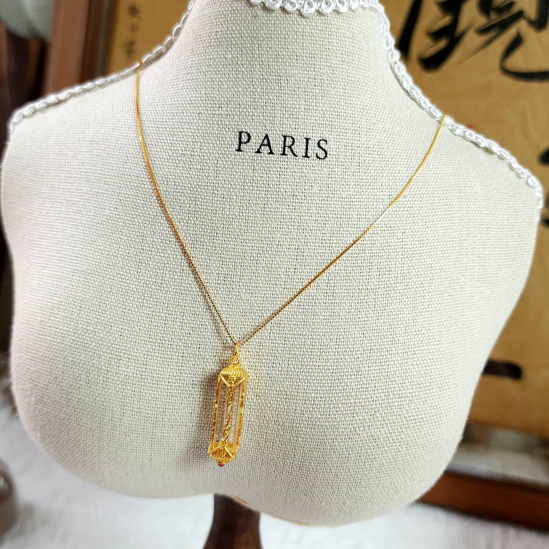 坠链均925银 《绿●雨池》原创设计手作古法银毛衣链项链004