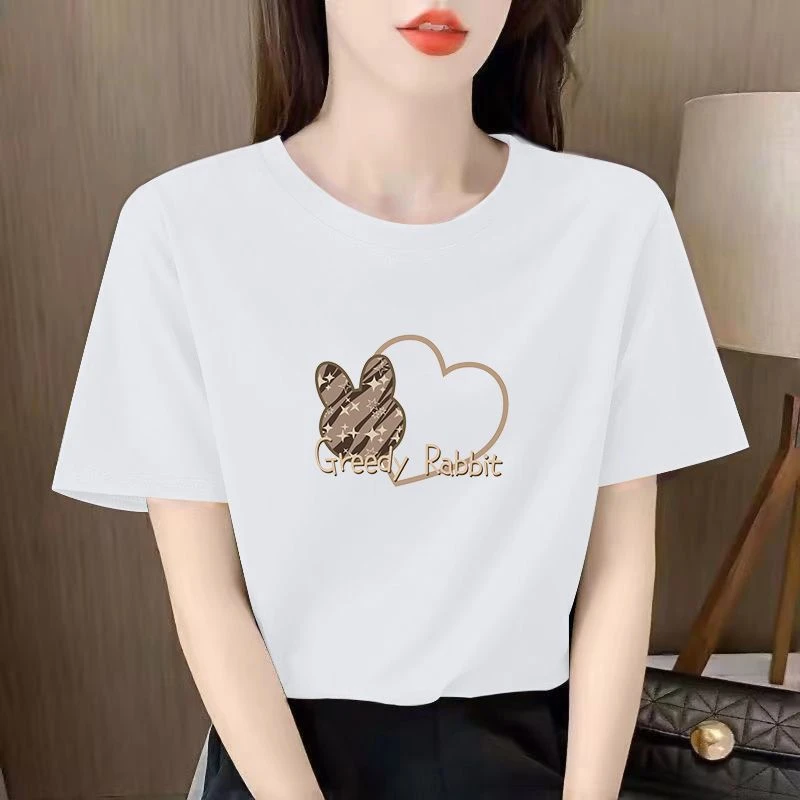 精品2024新款高挡t恤女夏装短袖简约宽松休闲洋气显瘦女士t恤短袖