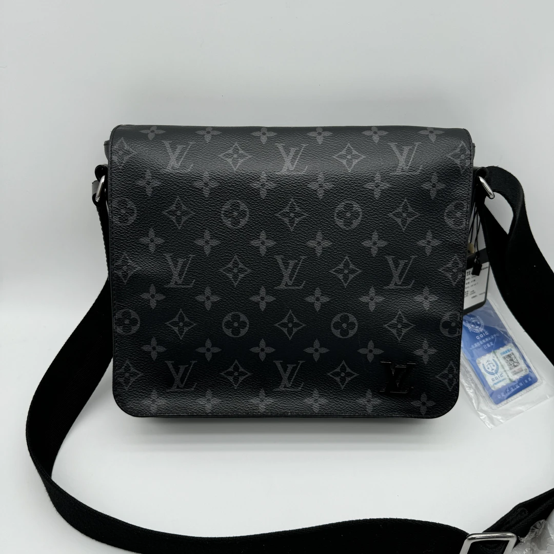 95新 LouisVuitton/路易威登 经典黑老花邮差包单肩斜挎小号/1536