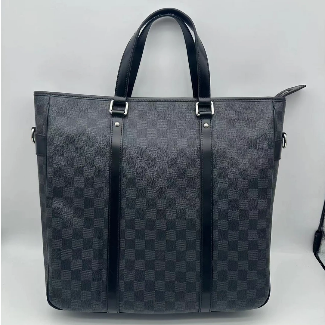 95新 LouisVuitton/路易威登 97新黑色棋盘格手提托特包/男士1686