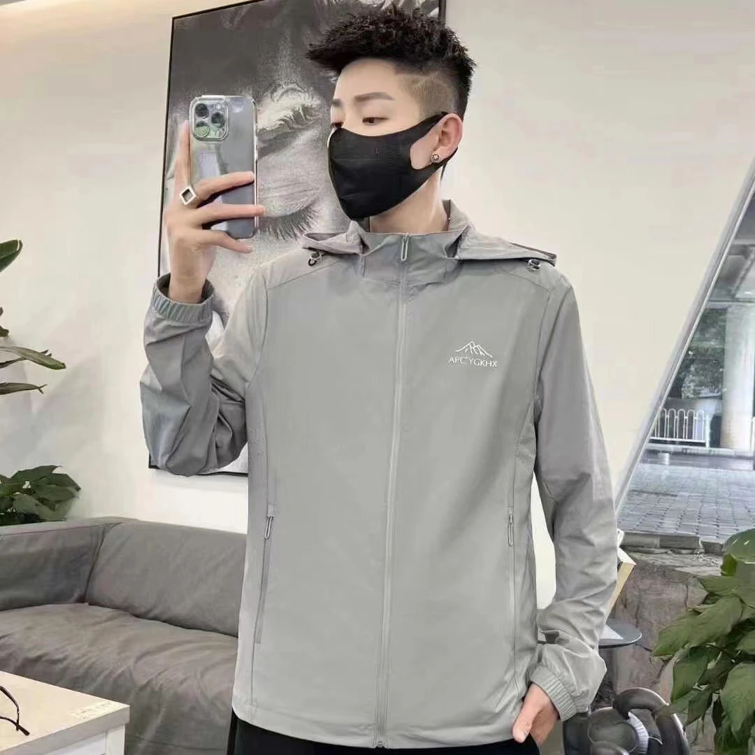 夏季男女同款透气防晒衣upf50+连帽运动风