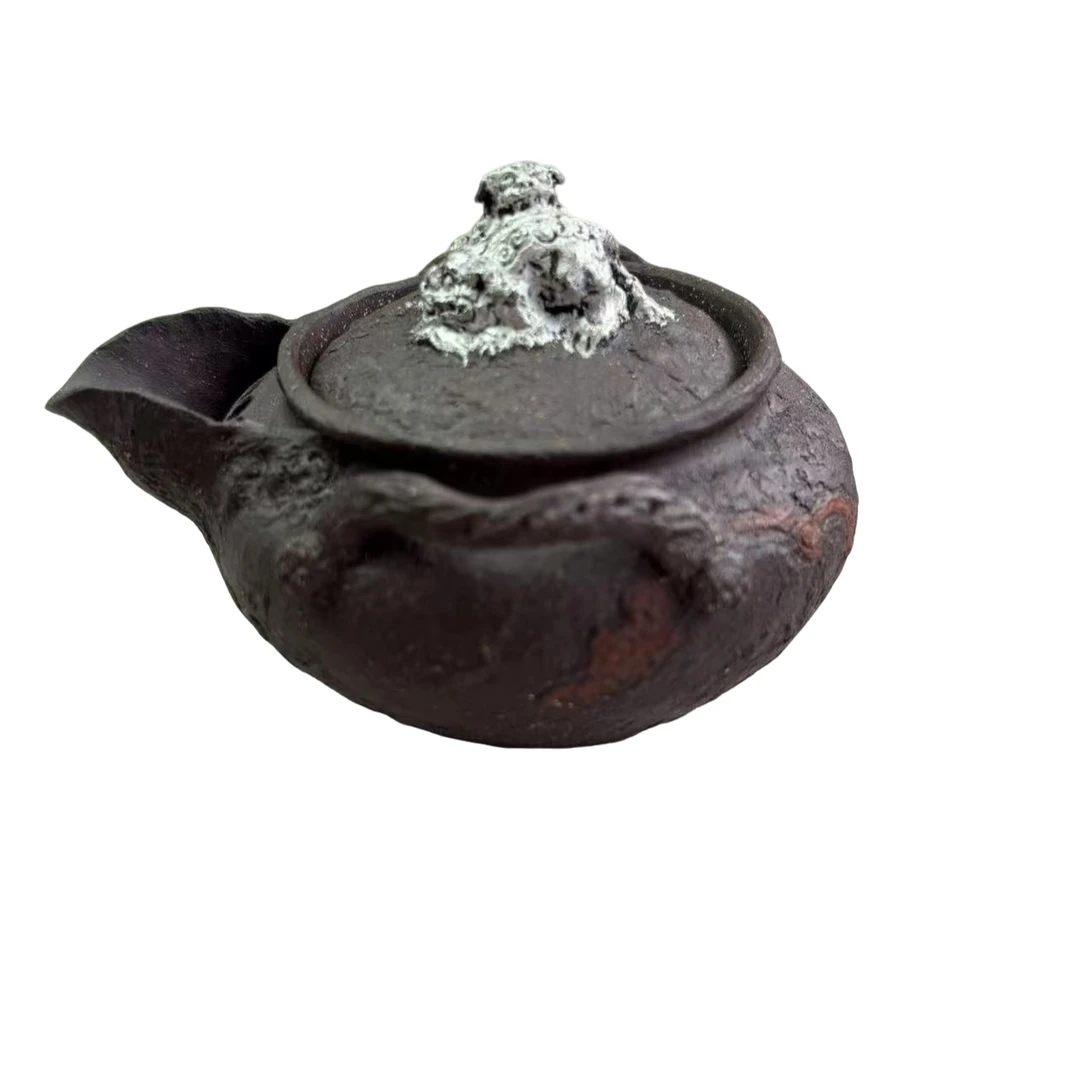 宜兴原矿紫砂复古纯手工手抓壶冰碛岩粗陶手捏