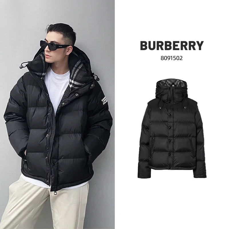 BURBERRY/博柏利(香港发)黑色袖子可拆式连帽羽绒服8091502/CBJ