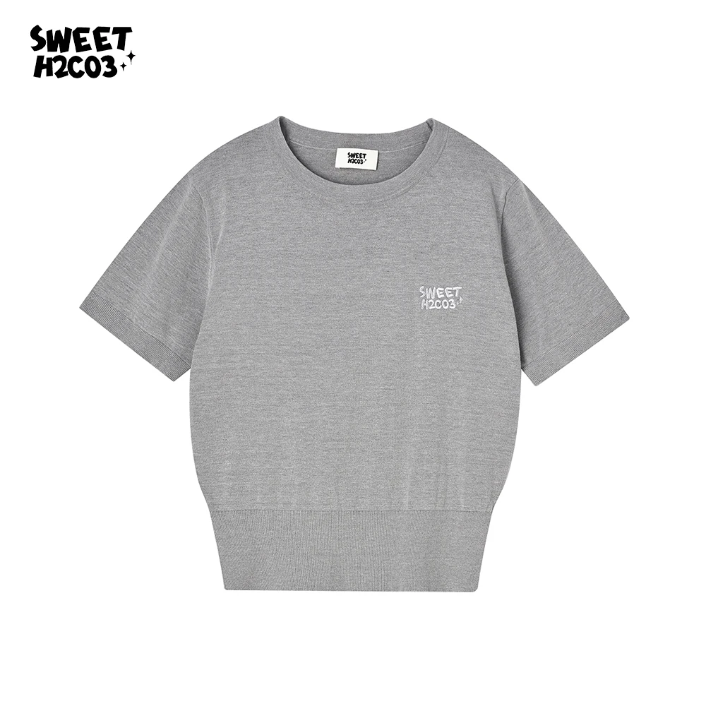 SWEET H2CO3 四季时尚百搭短款运动短袖针织收腰T恤女  MZ240301