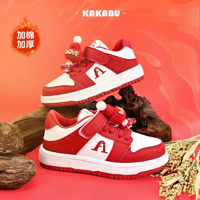 秋冬季可爱圣诞新年款儿童运动鞋魔术贴轻便耐磨童鞋176