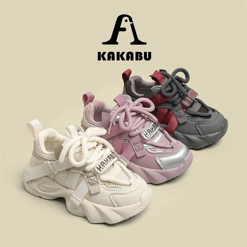 春秋款透气魔术贴轻便儿童老爹鞋时尚女童鞋百搭儿童运动鞋 935