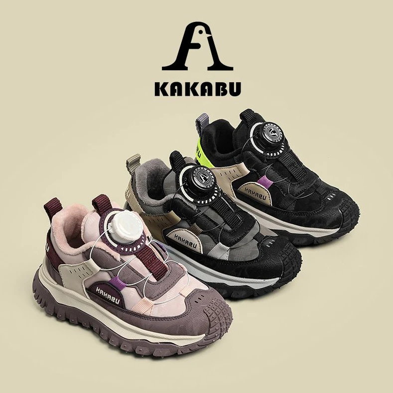 秋冬款加绒儿童运动鞋旋转纽扣防滑跑步鞋保暖户外登山鞋童鞋898