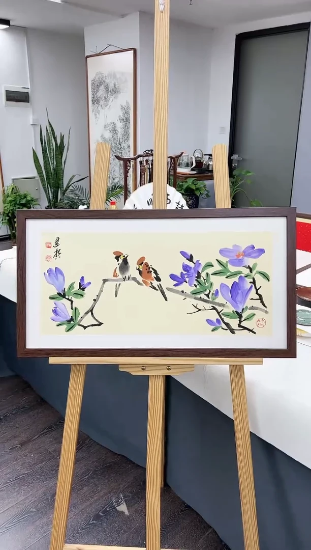 【闪购商品】绘画玉兰-送画框-69x37cm
