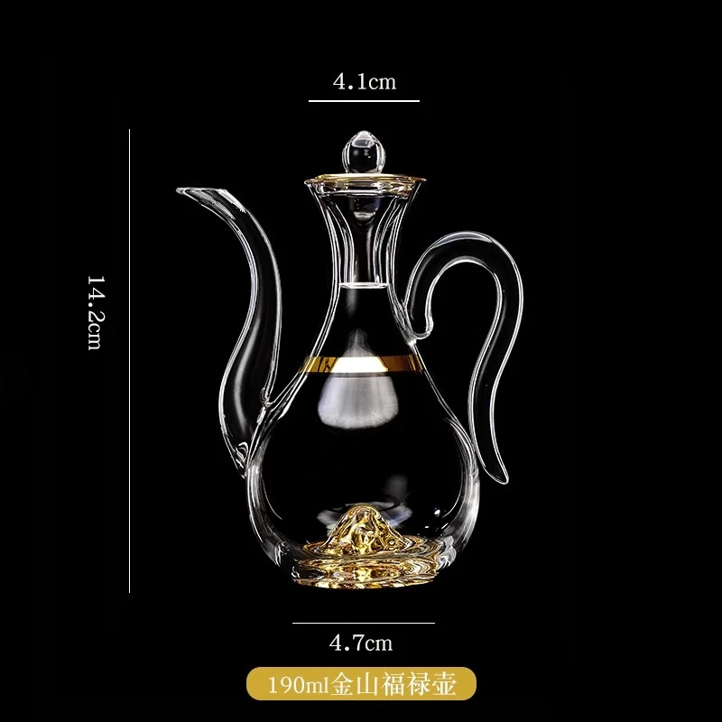 中式仿古风福禄家用白酒壶 水晶190ml分酒器家用高档白酒酒盅酒具