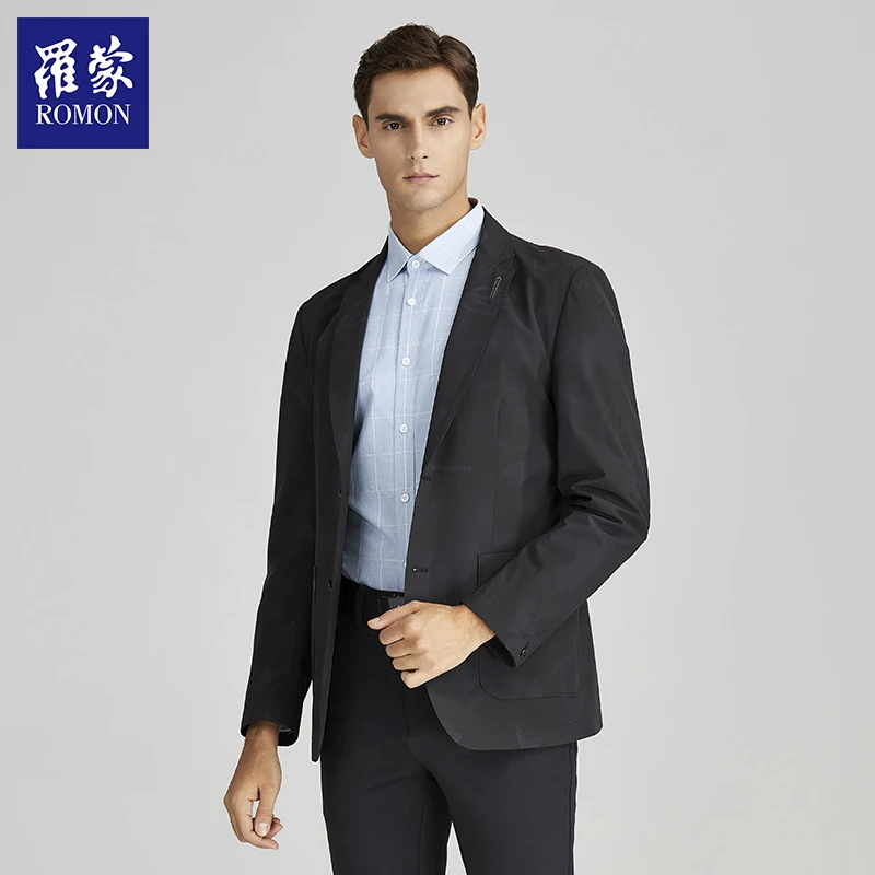 【GCTY】罗蒙男士新款商务休闲西装色织提花外套7F213250