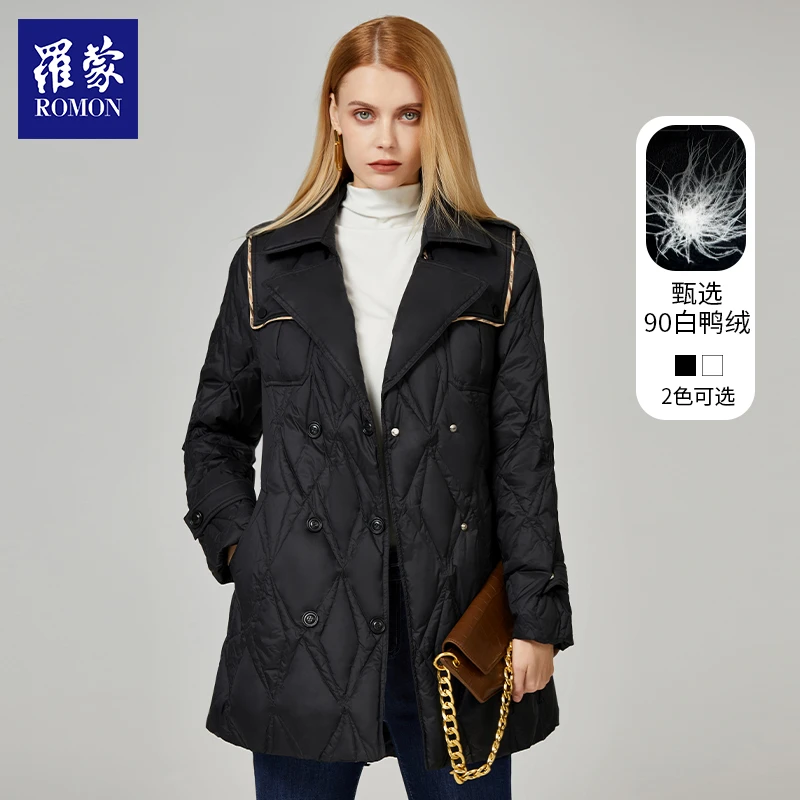 【仔仔专属】罗蒙女款轻奢简欧风中长款小香风羽绒服外套YRJ12128