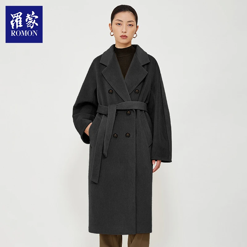【仔仔专属】罗蒙女士轻奢优雅知性桑蚕丝驼绒毛呢大衣MN328102