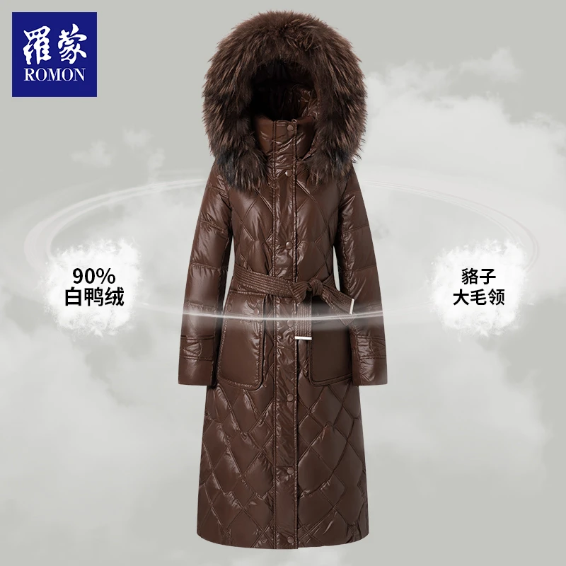 【仔仔专属】罗蒙轻奢女士貉子毛领保暖外套长款羽绒服YRJ12037