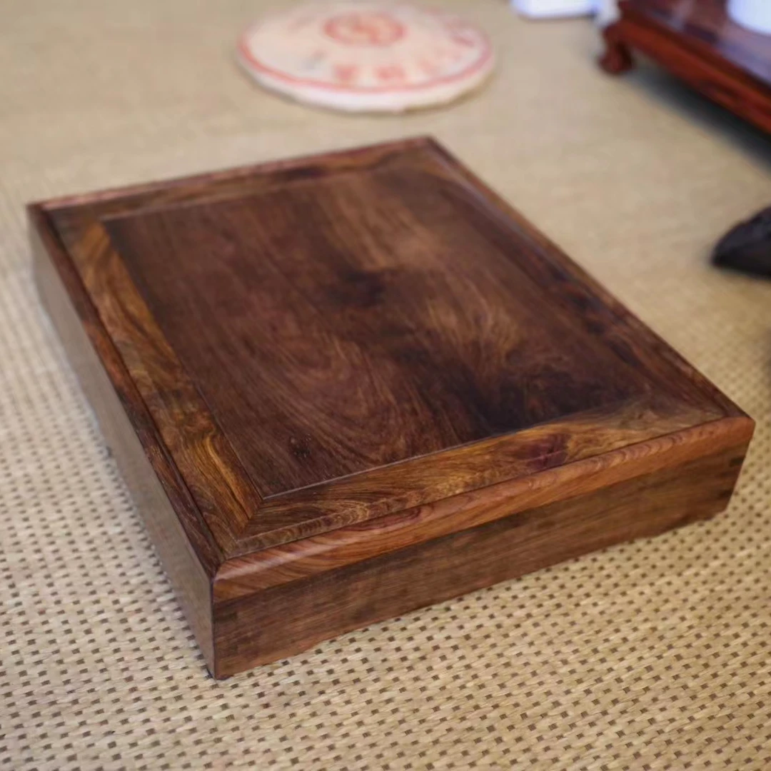 奢侈品海南黄花梨紫油梨老料普洱茶盒高端降香黄檀茶室抽拉茶盒