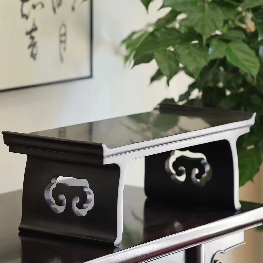 奢侈品紫光檀翘头案东非黑黄檀一块玉高端红木家具案几