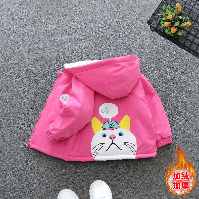 童装女童风衣2024秋冬新款卡通儿童上衣外套宝宝加绒加厚冲锋衣潮