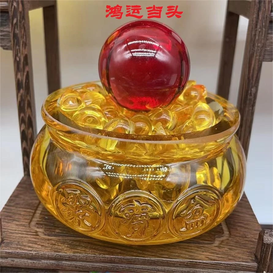 【鸿运宠粉】8cm聚宝盆琉璃水晶球摆件居家装修玄关客厅卧室办公