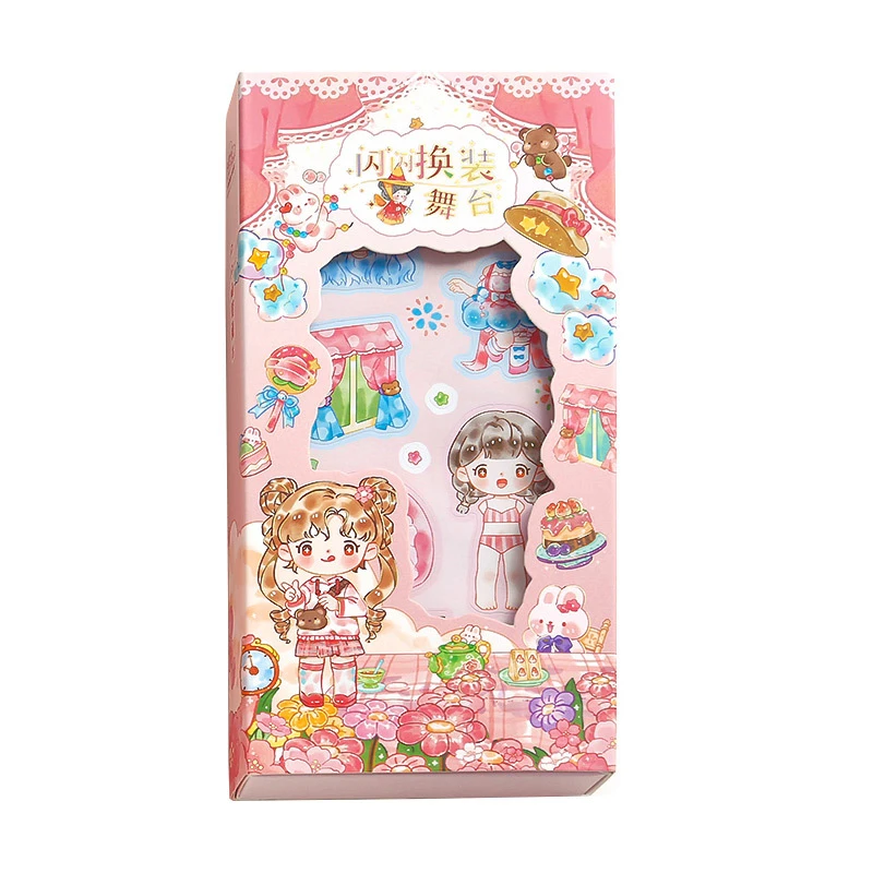 恋恋贴纸手帐手工贴纸可爱少女图案女孩换装拼贴产品闪闪