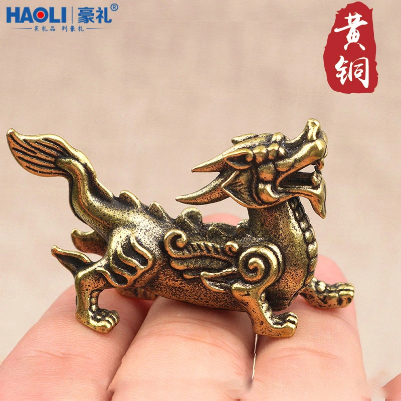 纯铜实心貔貅小摆件黄铜公母貔貅摆件办公室国风家居饰品创意礼品