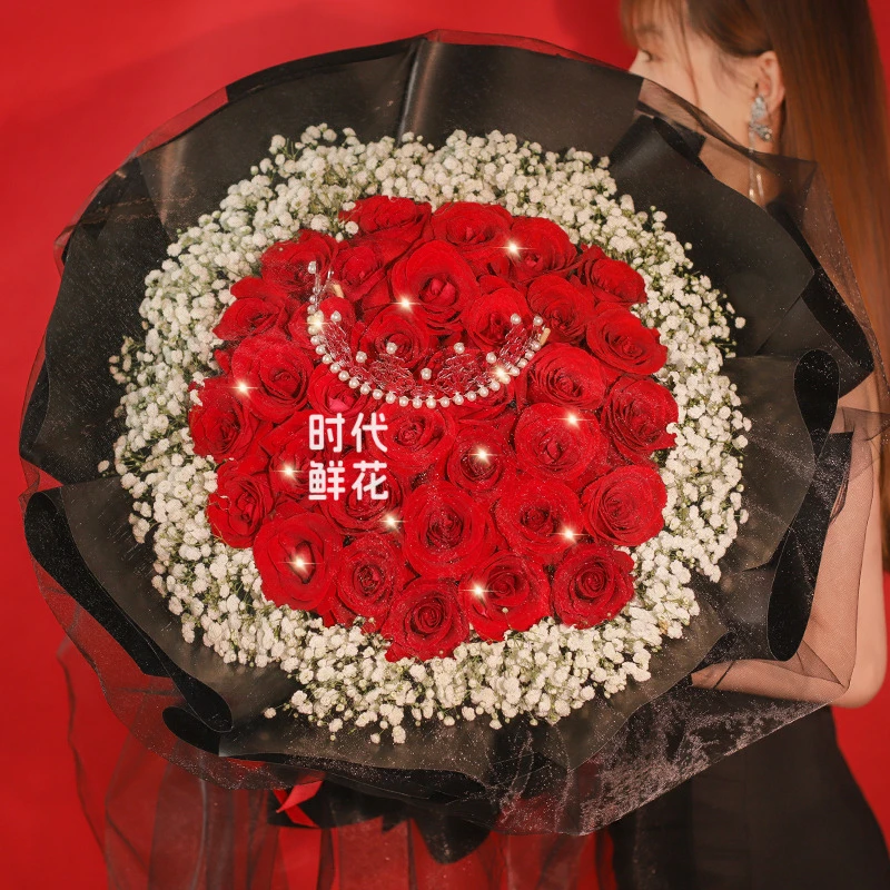 【人气约会爆款】33朵红玫瑰鲜花花束同城配送送女友老婆情人节礼物