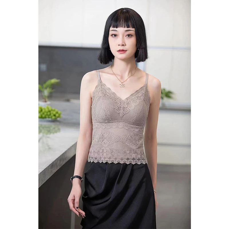 JING春夏新款230016性感蕾丝美背女士时尚打底无钢圈吊带百搭气质
