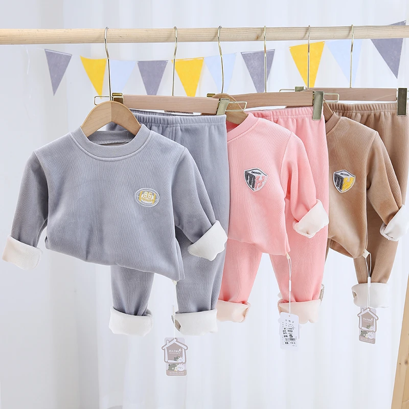 C055新款男女宝宝秋冬打底保暖中大童内衣套装