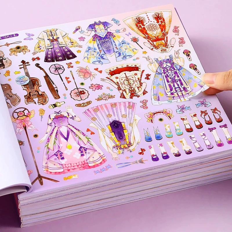 网红爆款换装贴纸闪闪玩具女孩子益智3到6岁女童生日礼物精灵小孩