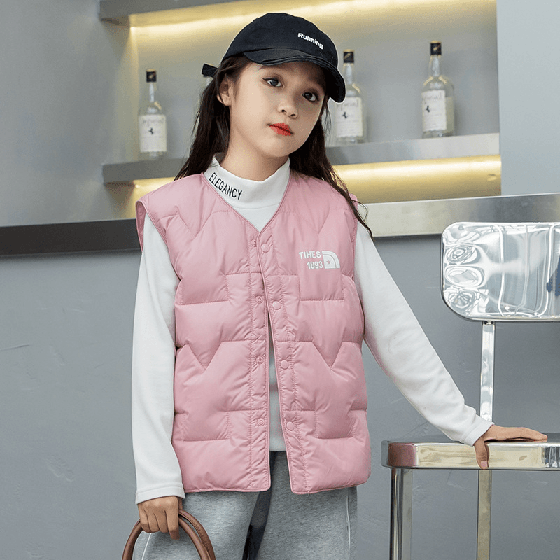 冬E幻想新款儿童白鸭绒马甲男女童内外穿轻薄保暖背心冬季中大童