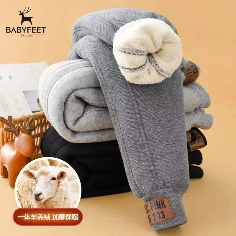 男童冬款裤子女童羊羔绒卫裤中大童加厚新款运动裤韩版潮外穿潮