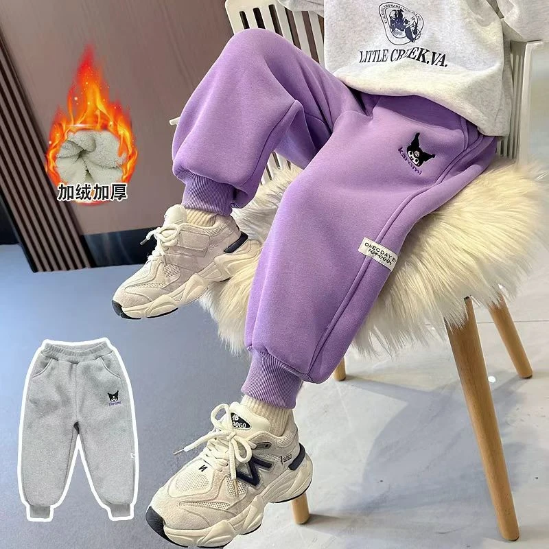 女童过年服2024新款爆款儿童新年外穿儿童秋冬运动裤女童加绒裤子