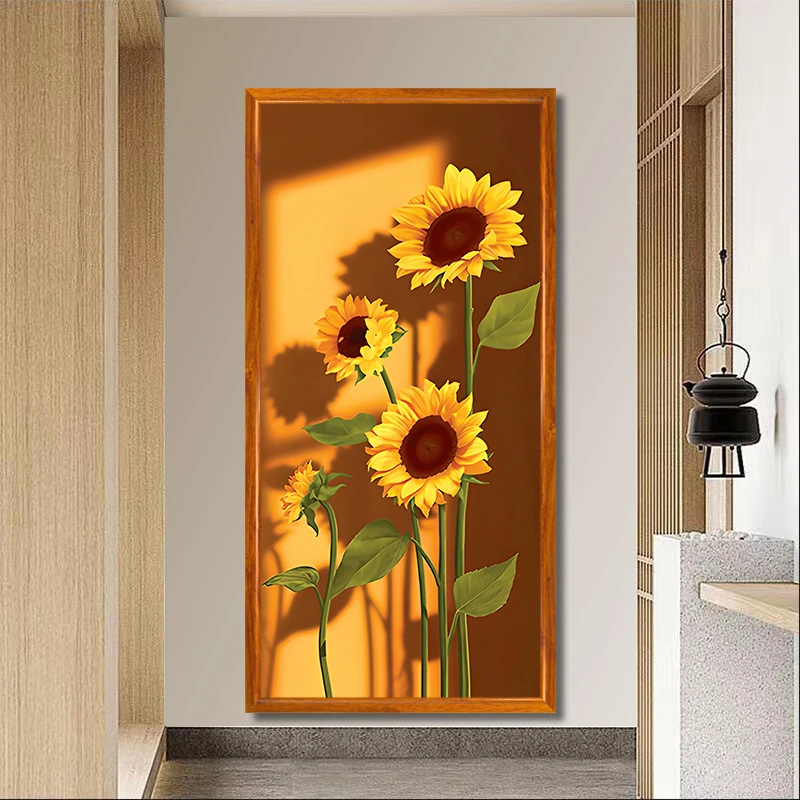 向日葵花朵玄关客厅办公室茶室雅室背景墙高档大气有档次