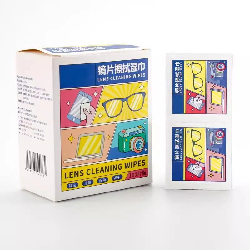 眼镜清洁湿巾纸一次性眼睛布擦拭镜片手机屏幕专用便携100片装