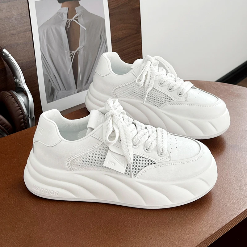 回力女鞋百搭网面透气厚底小白鞋2024新款爆款薄款板鞋休闲鞋3976