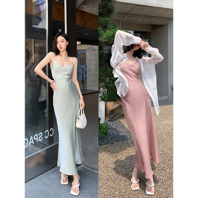 十三粥私服 人鱼邂逅 性感气质V领显瘦鱼尾裙露背高腰吊带连衣裙