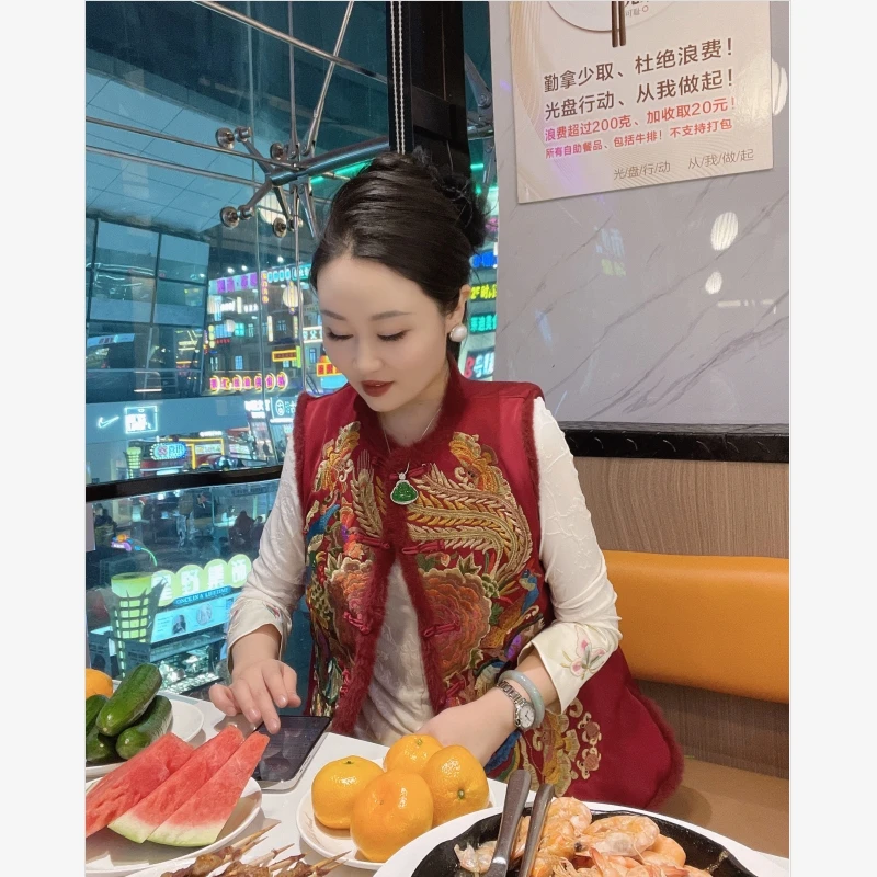 【国风~刺绣】新中式重工刺绣时尚加绒加厚马夹中国风绣花女士马甲