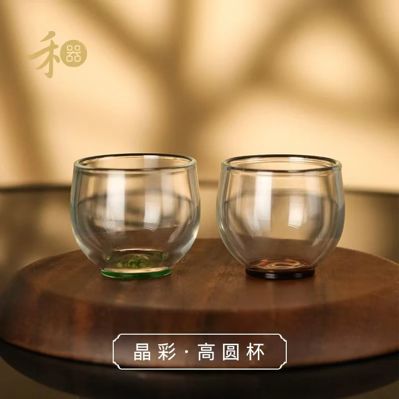 禾器晶彩品茗杯雅杯达杯高硼硅玻璃主人杯透明高档茶杯高圆80ml